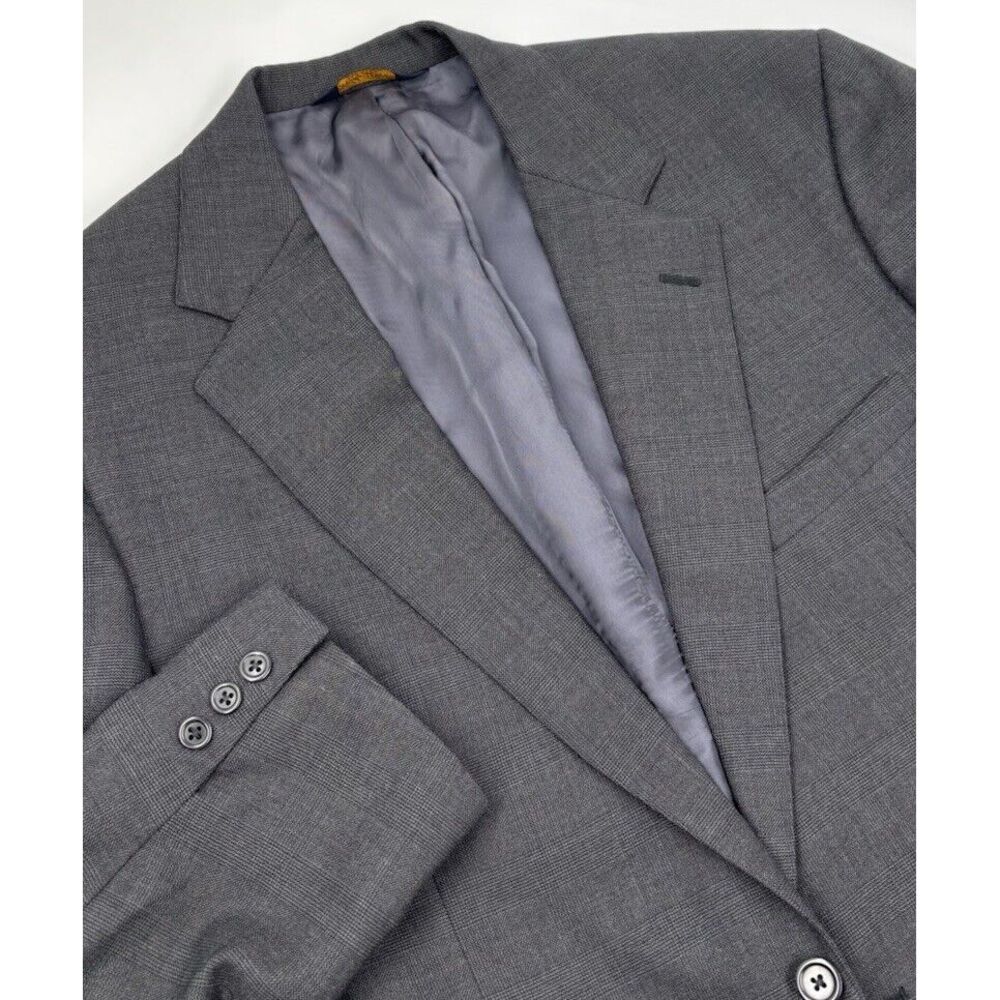 Brooks Brothers Men's 42 Long Wool Plaid Charcoal‎ Makers Brookease Suit Jacket